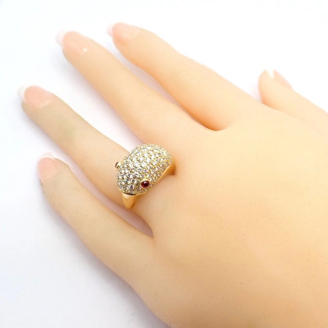 Vintage Tiffany & Co. Elsa Peretti Yellow Gold Diamond Ruby Bird Ring, Size 5 For Sale - Image 12 of 17