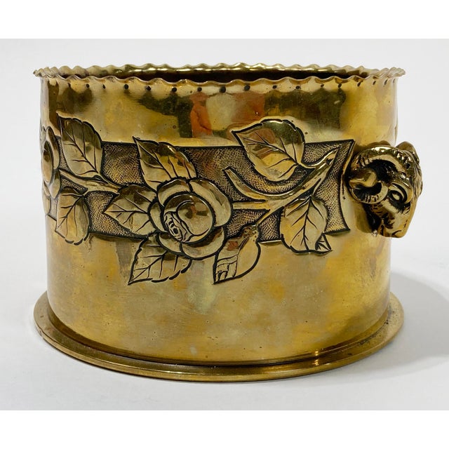 Figurative Antique Brass Trench Art Vessel Bowl For Sale - Image 3 of 9