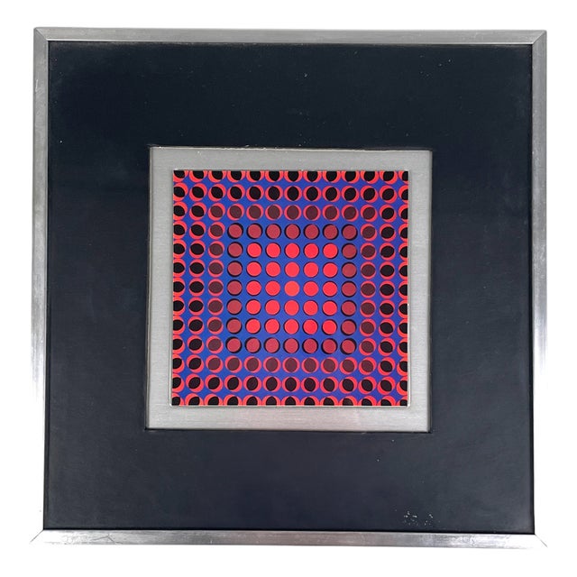 Victor Vasarely, Hungarian Modern Op Art Composition, 1970s, Framed For Sale