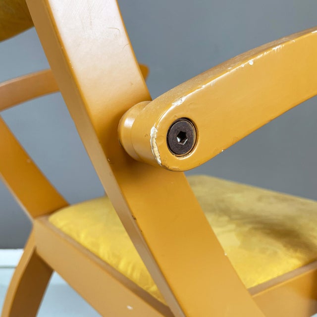 Italian Modern Yellow Fabric and Wooden Chair from Bros/S, 1980s For Sale - Image 16 of 18