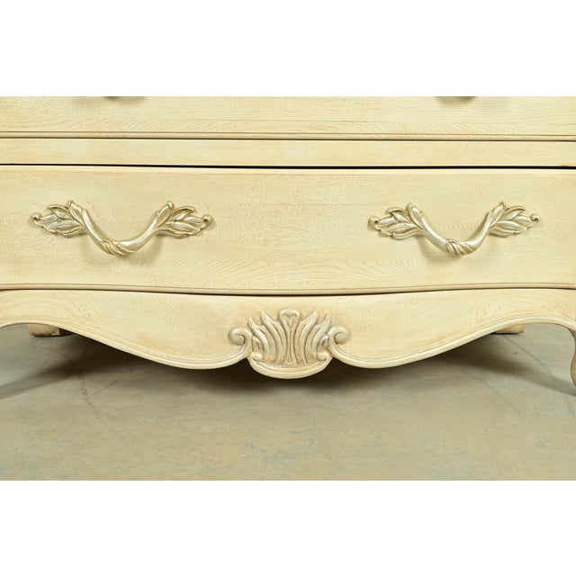Henredon French Rococo Louis XV Carved Oak and Silver Gilt Marble Top Commode or Chest of Drawers For Sale - Image 12 of 18