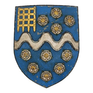 Circa 1920s English Cast Iron Painted Coat of Arms For Sale