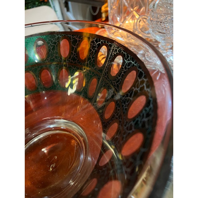 1970s Green and Gold Mid Century Glass Bowl For Sale - Image 4 of 6