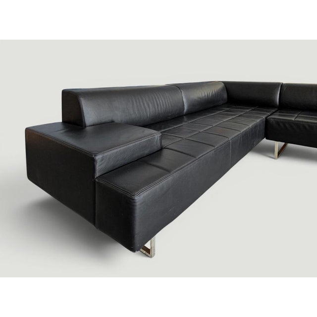 Quadra Black Leather Sectional Sofa by Poltrona Frau, 2005 For Sale - Image 17 of 18