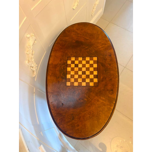 Mid 19th Century Antique Victorian Carved Burr Walnut Centre Table with Chess Top, 1860 For Sale - Image 5 of 15