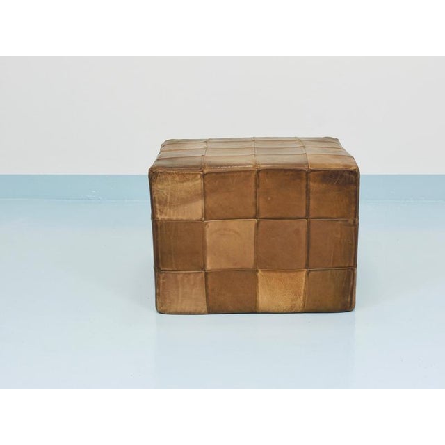 Patchwork Leather Cube Ottoman from de Sede, Switzerland, 1970s For Sale - Image 6 of 18