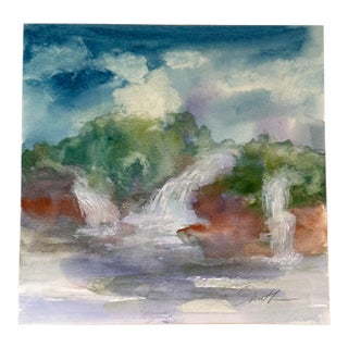 Original Watercolor Landscape by Nancy Smith “Chasing Waterfalls” For Sale