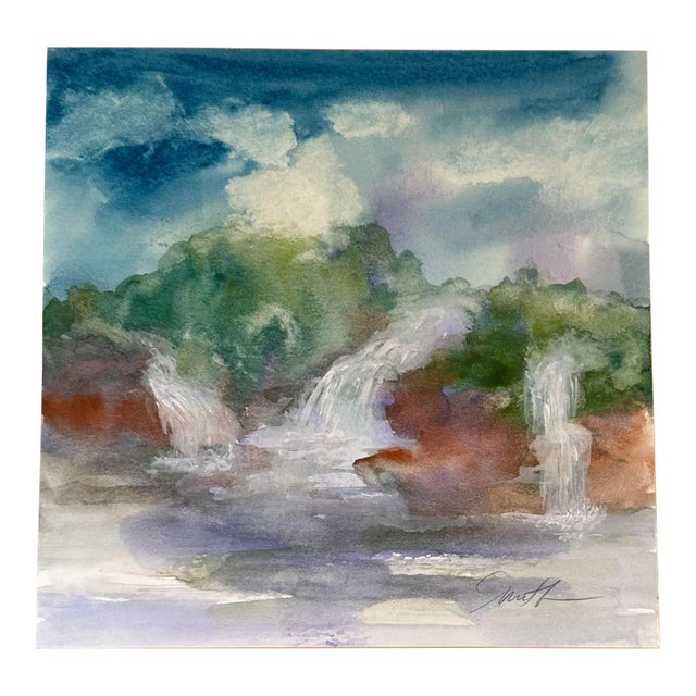 Original Watercolor Landscape by Nancy Smith “Chasing Waterfalls” For Sale