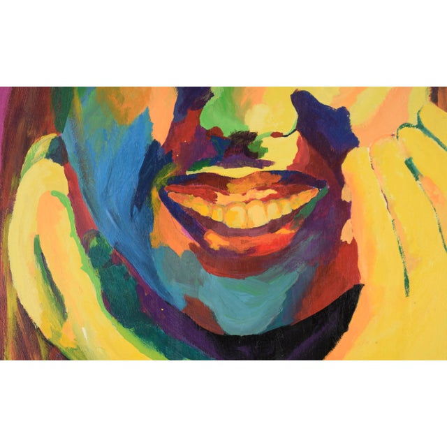 Early 21st Century "Laughing Woman" Contemporary Fauvist Portrait Acrylic Painting by Chelsea Frost For Sale - Image 5 of 9