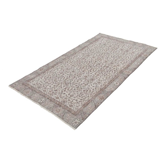 Mid 20th Century 1960s Vintage Floral Turkish Area Rug - 3′5″ × 6′7″ For Sale - Image 5 of 6