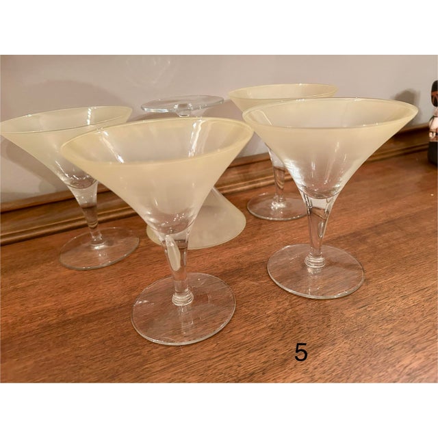 Glass Vintage Dorothy Thorpe Yellow Frosted Martini, Cocktail Glasses. Mid-Century Modern - 5 pcs For Sale - Image 7 of 11