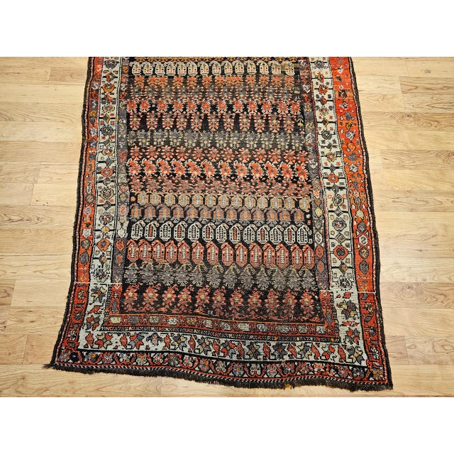 Vintage Persian Malayer Area Rug, Hand-Knotted Wool, Geometric Paisley Pattern, 5x7, Brown & Red For Sale - Image 12 of 17