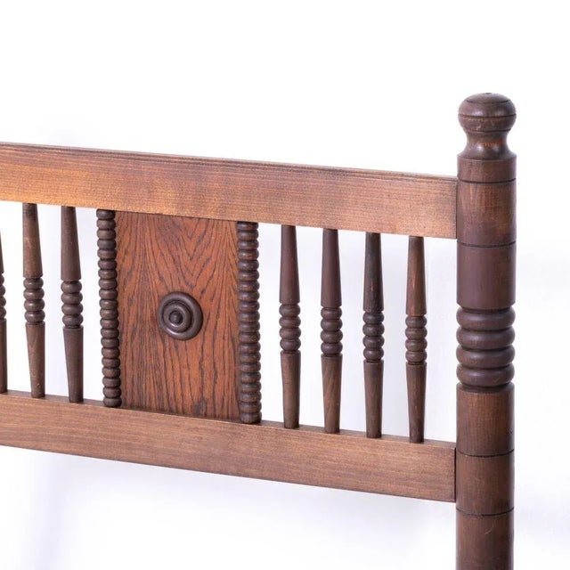 Charles Dudouyt 1940's French Carved Wood Bed Attributed to Charles Dudouyt For Sale - Image 4 of 12