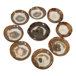 Carved Agate Bowls, 1970s, Set of 9 For Sale
