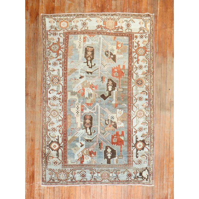 Textile Zabihi Collection Abstract Accent Size Persian Malayer Rug For Sale - Image 7 of 9