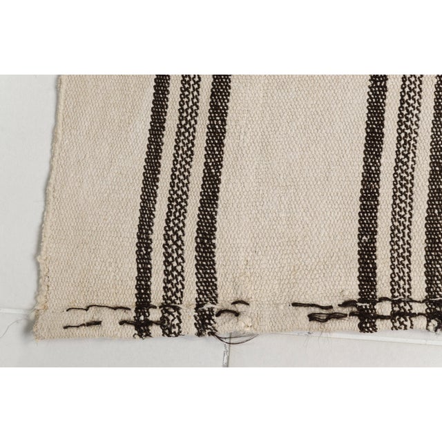 Off-white Oushak Anatolian Wool Stripe Kilim Rug For Sale - Image 8 of 9