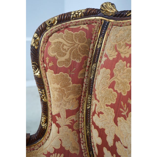 Pair of Louis XV Style Carved Bergere Wing Chairs For Sale - Image 11 of 18