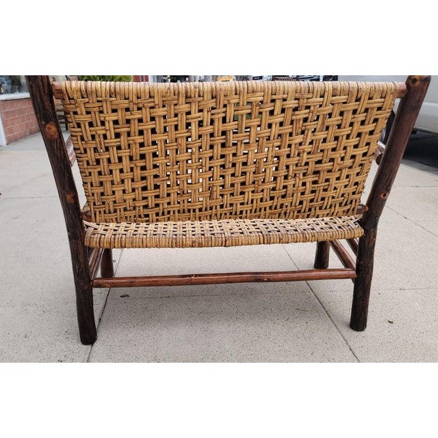 Wood Old Hickory Settee & Matching Side Chair, Signed - 2 Pieces For Sale - Image 7 of 11