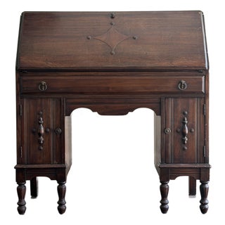 Antique Circa 1930 North-Western Cabinet Co. Master-Craft Mahogany Secretary Desk — Antique Slant-Front Kneehole Desk For Sale