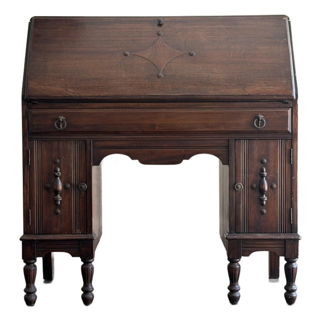 Antique Circa 1930 North-Western Cabinet Co. Master-Craft Mahogany Secretary Desk — Antique Slant-Front Kneehole Desk For Sale