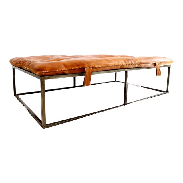 Vintage Leather Gym Mat Coffee Table For Sale