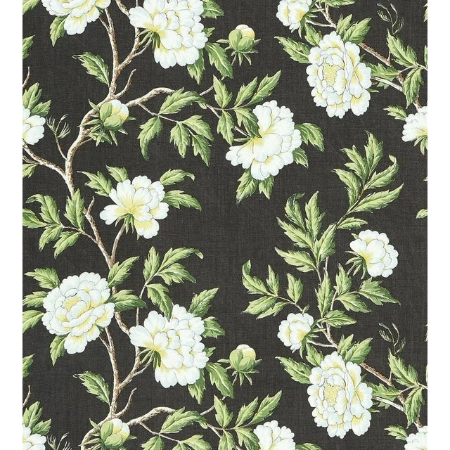 Traditional The House of Scalamandré Peonia Linen Print Fabric, Onyx For Sale - Image 3 of 3