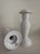 This is a pair of white, embossed Rosenthal Classic Rose Candle Stick Holders, made of bone china with gold accents. With...
