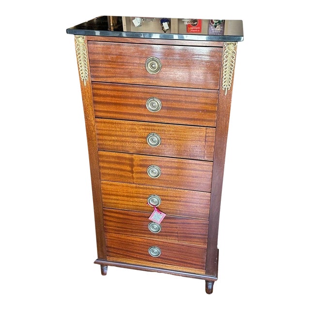 1900s Tall Chest of Drawers With Black Marble Top For Sale