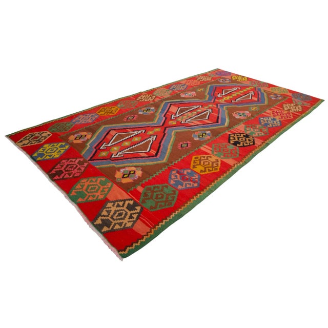 Vintage Handwoven Turkish Kilim Rug - 7′1″ X 13′1″ For Sale - Image 6 of 11