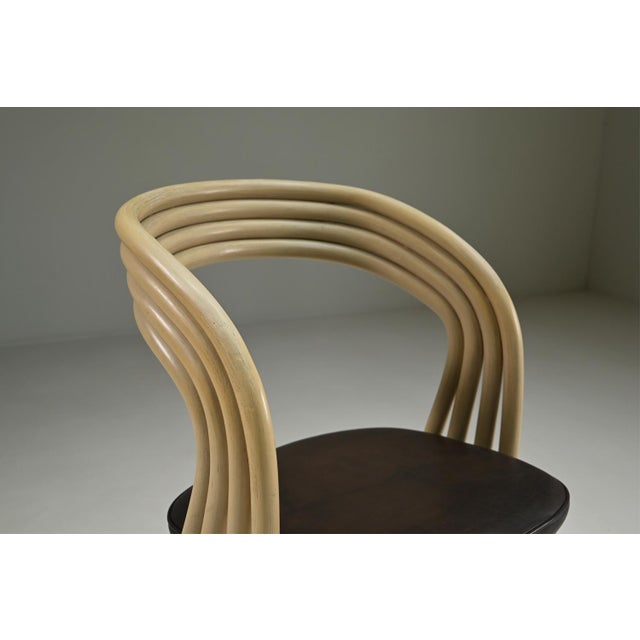 Brown Rattan Dining Chairs, Italy, 1980s, Set of 4 For Sale - Image 8 of 10