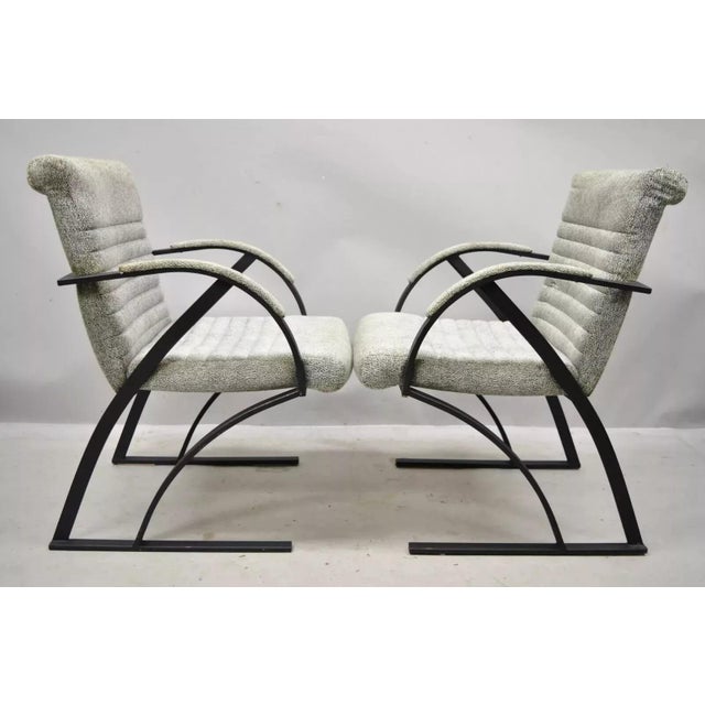 Late 20th Century Vintage Mid Century Art Deco Metal Lounge Arm Chairs by Cal-Style (A) - A Pair For Sale - Image 9 of 12