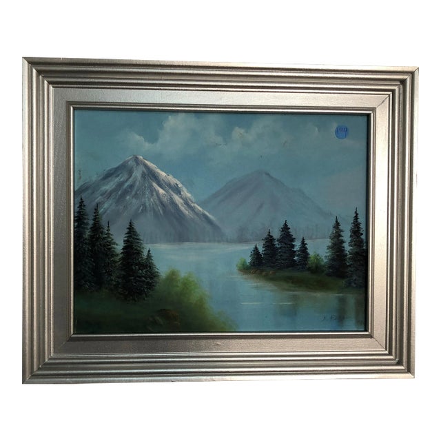 Early 20th Century Mountains Oil on Canvas Signed on the Bottom, Framed For Sale