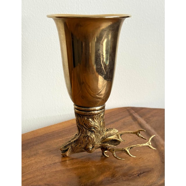 1970s Gucci Deer Stag Brass Stirrup Cup For Sale - Image 9 of 11