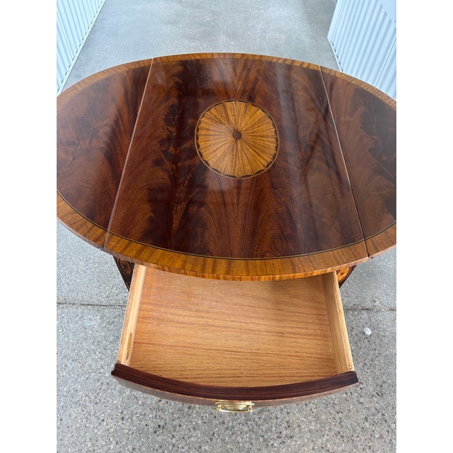 Brown 1980s Mahogany Hepplewhite Style Pembroke Table For Sale - Image 8 of 9
