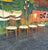 Classic Danish modern dining chair set, reupholstered in a cream animal print. Simple and sophisticated, these chairs are...