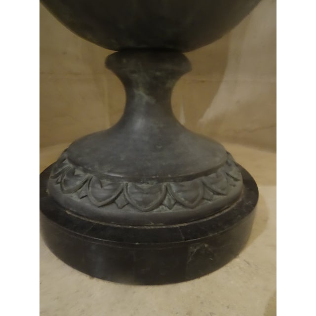 Metal Mid 20th Century Large Bronze Neoclassical Urns For Sale - Image 7 of 8