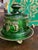 American Antique Northwood Glass Co. Green Glass Eapg Gilt Trim Butter/Cheese 7”x7” For Sale - Image 3 of 8