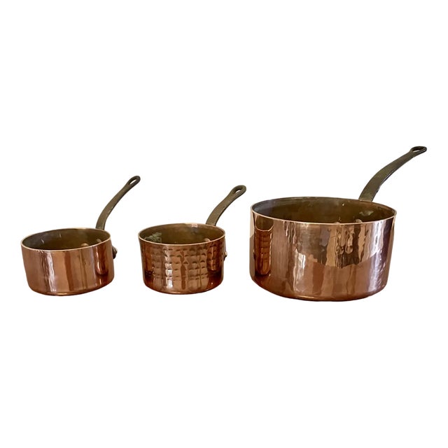 Antique Victorian Copper Pans, 1860, Set of 3 For Sale