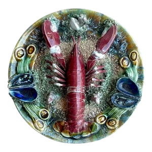 Vintage Coastal Majolica Lobster Plate