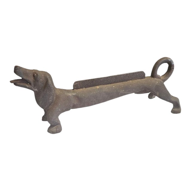 Figurative Antique Cast Iron Bootscrape- Dachshund For Sale - Image 3 of 3