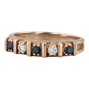 0.28ctw Blue Sapphire Diamond Ring 14k Yellow Gold Size 6.75 Stackable