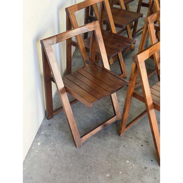 Set of 8 Mid Century Modern Folding Wood Chairs – Made in Romania, 1970s For Sale In Los Angeles - Image 6 of 10