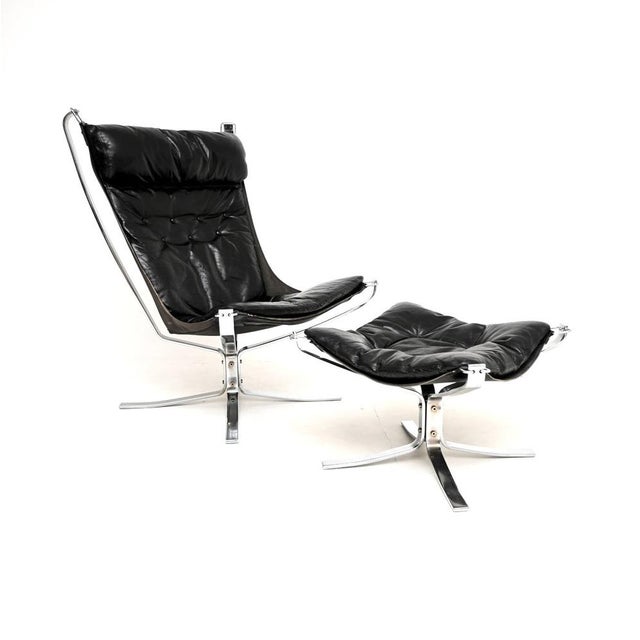 Set of Vintage Chrome and Leather Falcon Chair and Ottoman by Sigurd Ressel for Vatne Møbler, 1960s, Set of 2 For Sale - Image 14 of 14
