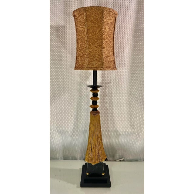 Introducing the Vintage Tyndale Art Deco Style Tassel Column Table Lamp by Tyndale Lighting of Chicago. This exquisite...