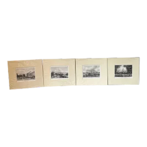 Set of 4 Original Antique Aquatint Prints of “Vues De Paris”. Newly Matted. From 1832.