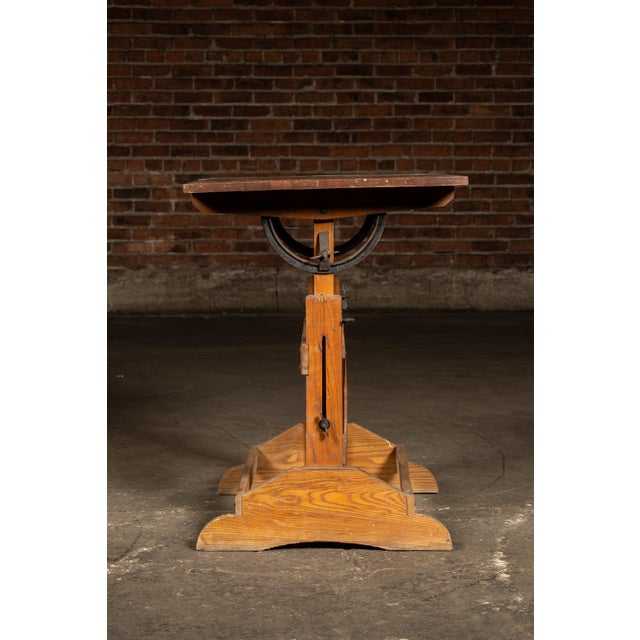 Mid 20th Century Small Antique Adjustable Wooden Drafting Table For Sale - Image 5 of 13
