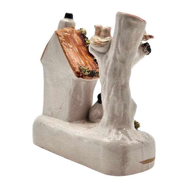 Antique Staffordshire Ceramic Figural Cottage House Smoker 5" For Sale - Image 9 of 14