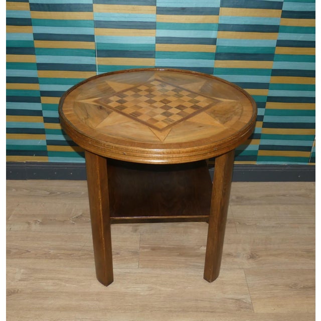 Vintage Chessboard Table with Shelf and Glass Top, 1950s For Sale - Image 6 of 11