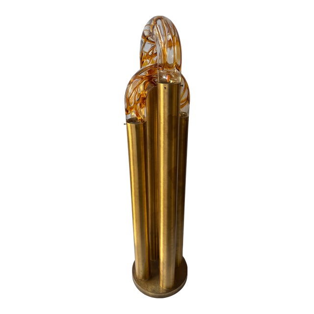 Brass Floor Lamp Murano Glass by Aldo Nason for Mazzega, Italy, 1970s For Sale