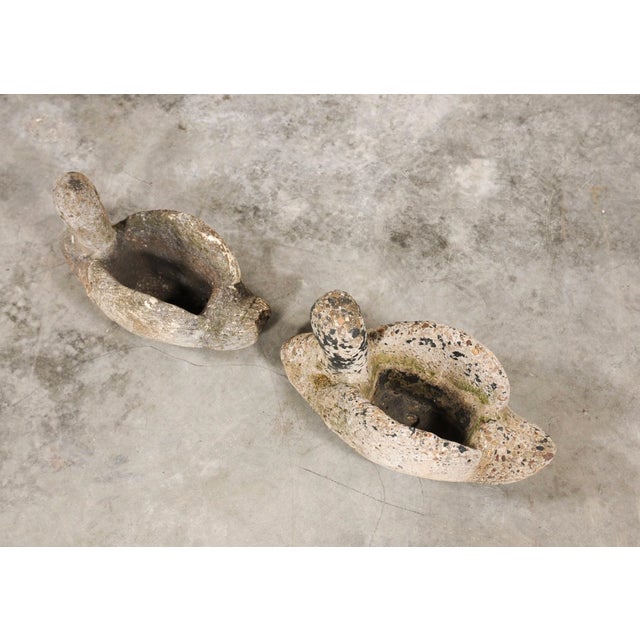 Vintage Pair of Stone Swan Planters From England For Sale - Image 11 of 11